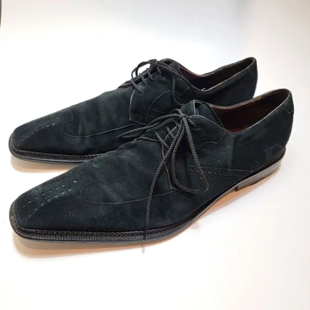 Mezlan Mens Fellini Black Perforated Suede Lace Up Oxfords Size 11.5 Style 284